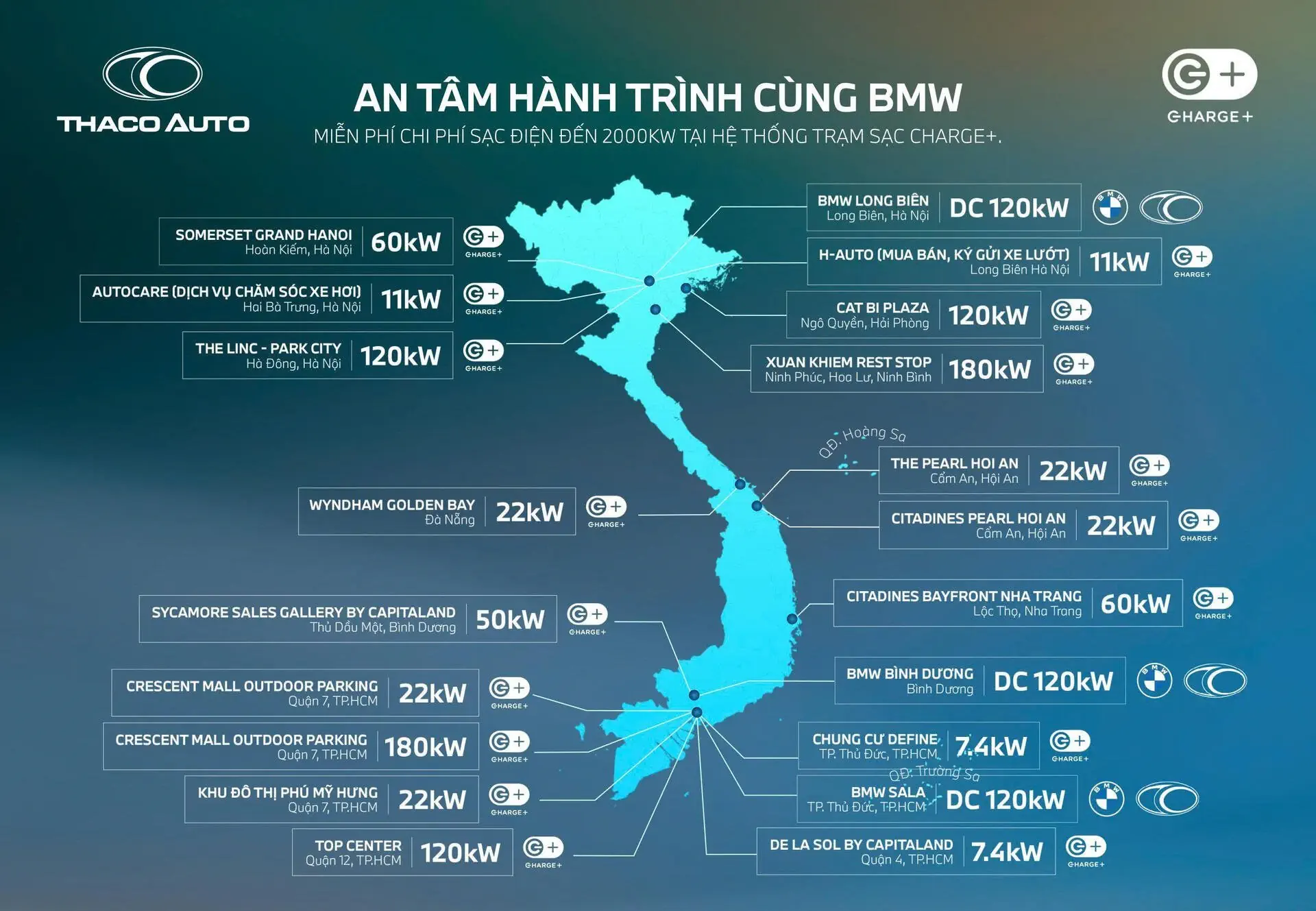 THACO AUTO mở rộng mạng lưới trạm sạc nhanh DC và ưu đãi lớn cho khách hàng xe điện BMW